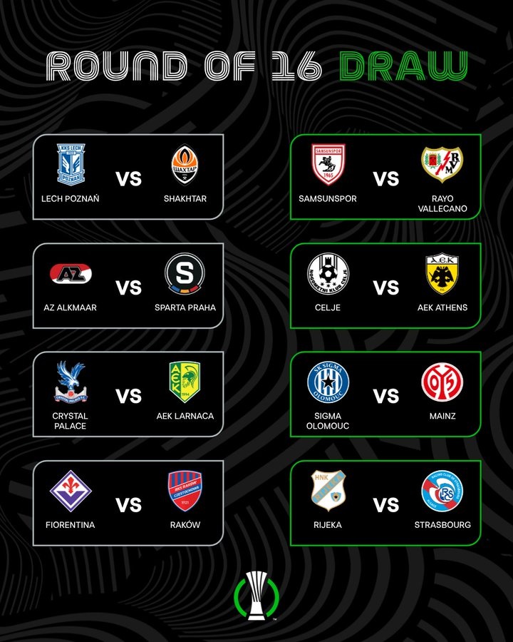 开云官网-欧协联1/8决赛对阵:水晶宫vsAEK拉纳卡 斯特拉斯堡vs里耶卡